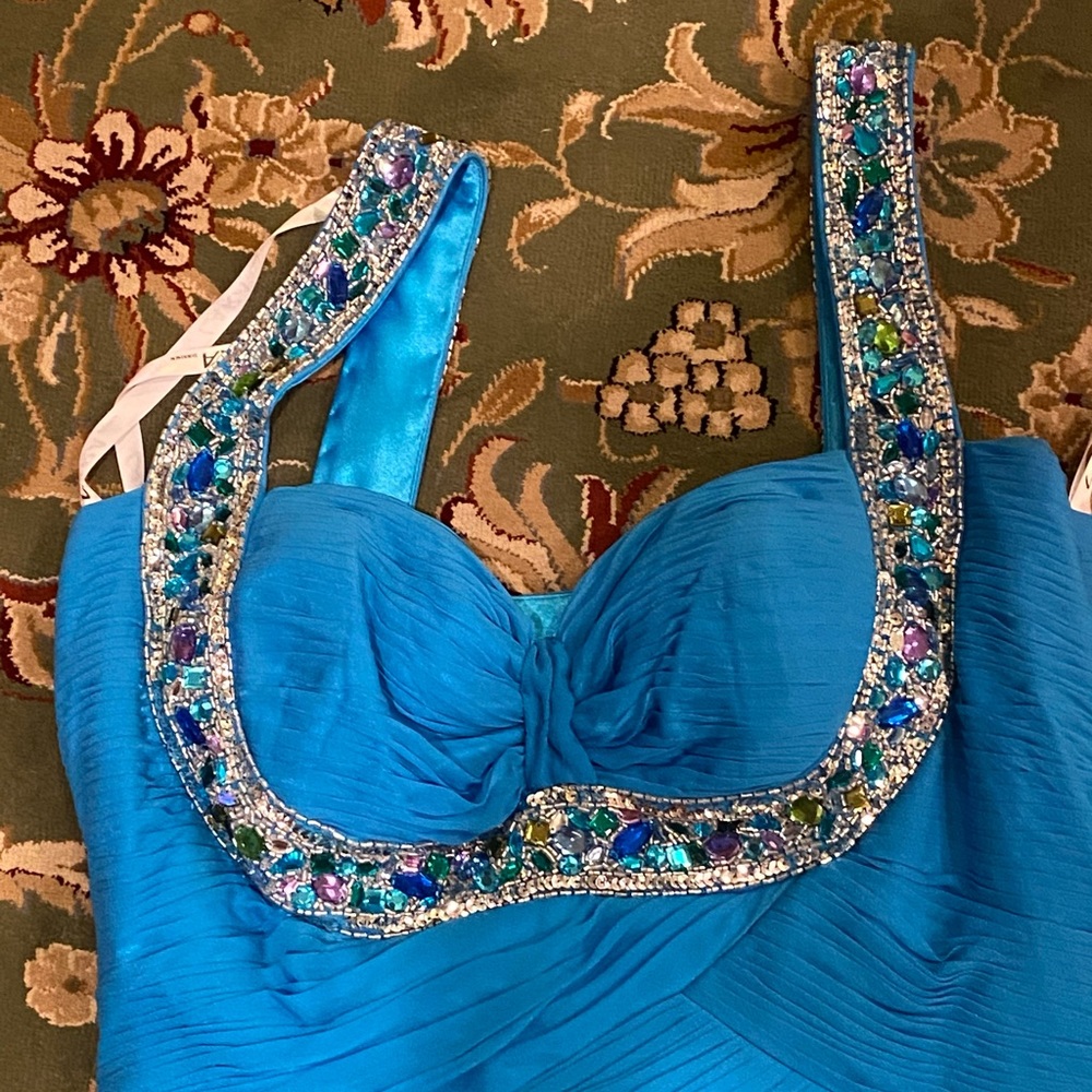 Lara Design Blue Gown With Multi Color Crystal De… - image 3